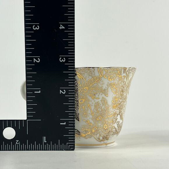 Colclough England Genuine Bone China Teacup Saucer Set Black Gold Floral Pattern - Picture 10 of 16